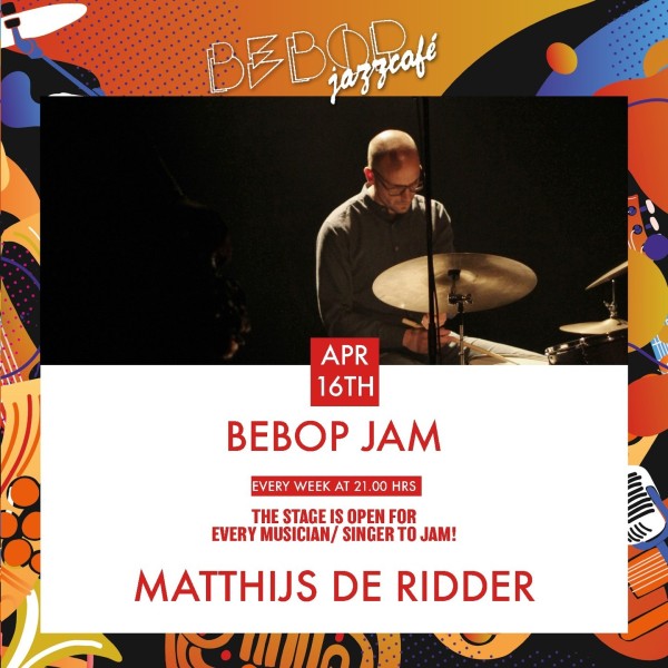 APRIL 16TH ✌️ | Jam session hosted by @knimesmusic | Matthijs de Ridder is a drummer and producer on the cutting edge of jazz and electronic music.<br />
<br />
After his studies at the conservatories of Rotterdam and The Hague, he followed masterclasses with various